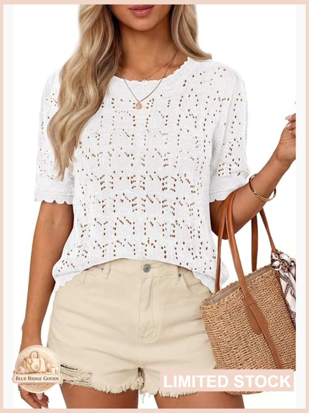 Crochet Short Sleeve Sweater Trendy Hollow Out Pullover Casual Summer Top Beach